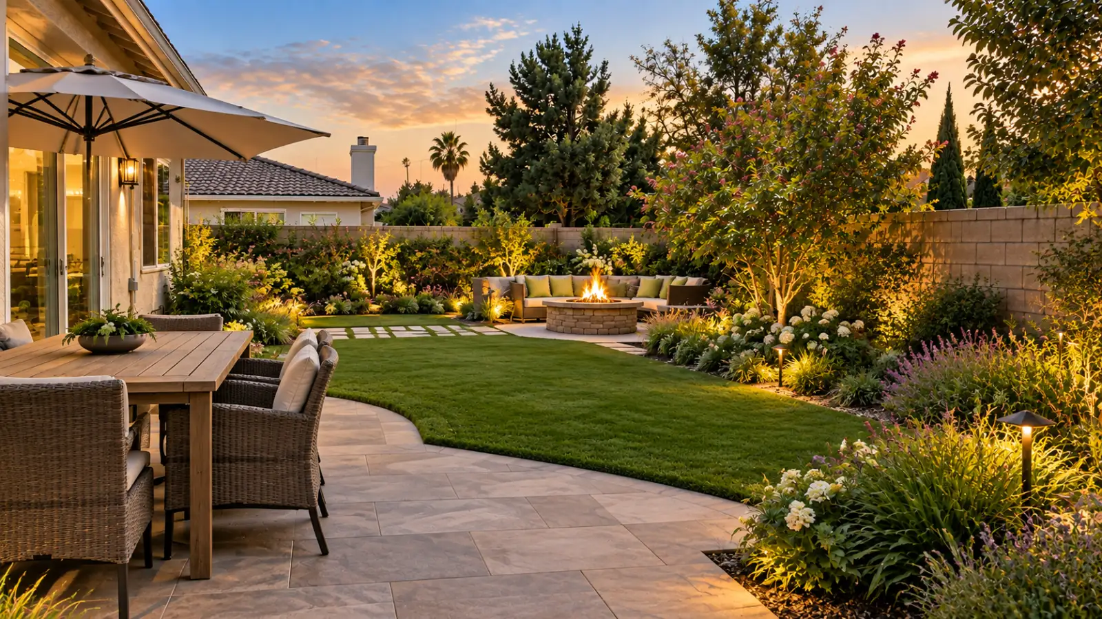Finished residential landscape transformation