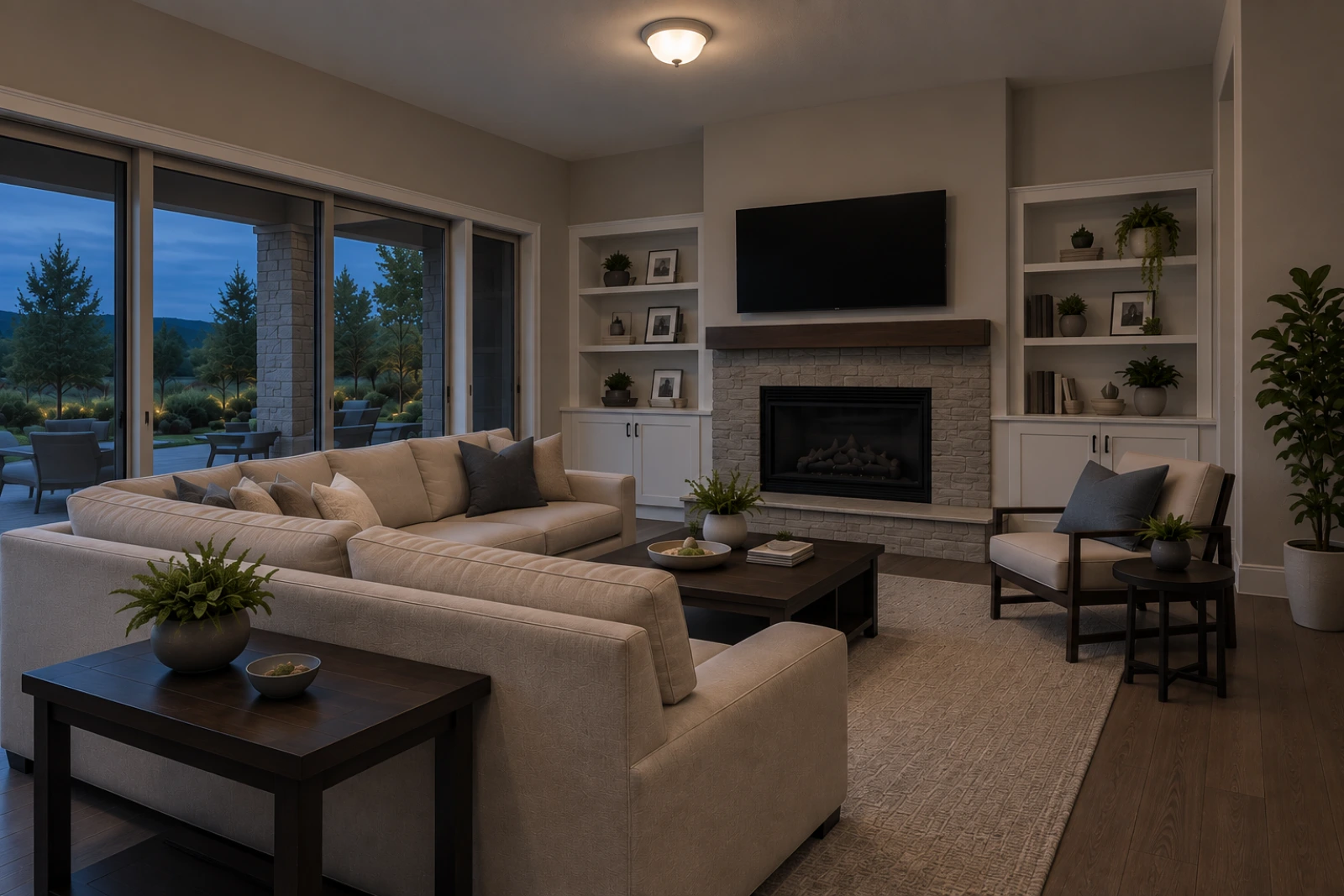 Living room before professional lighting design